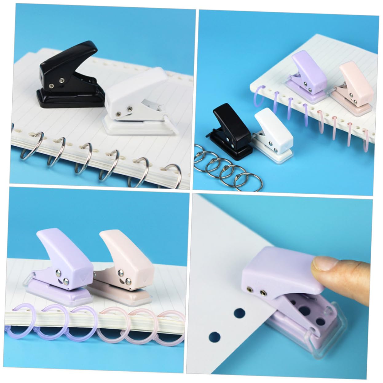 DOITOOL 5 Ensembles Perforatrice À Papier Manuelle Perforateur De Bureau Pour Documents Fournitures De Bureau Compacte Durable 4 Pièces * 5