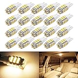 Boodled 20 x T10 RV Trailer 921 192 1206 42-SMD 12V Car Backup Reverse LED Bulbs 6000k Super White / 3500K Warm white 3020 (20xT10 1206 42smd White Board) (20Pcs Warm White -White Board)