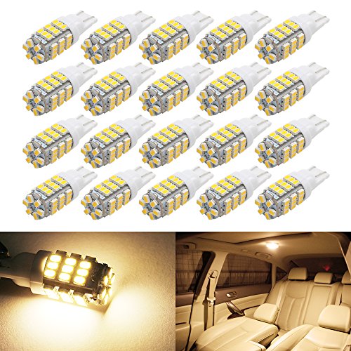 BOODLED 20 x T10 RV Trailer 921 192 1206 42-SMD 12V Car Backup Reverse LED Bulbs 6000k Super White / 3500K Warm white.(20Pcs Warm White -White Board).