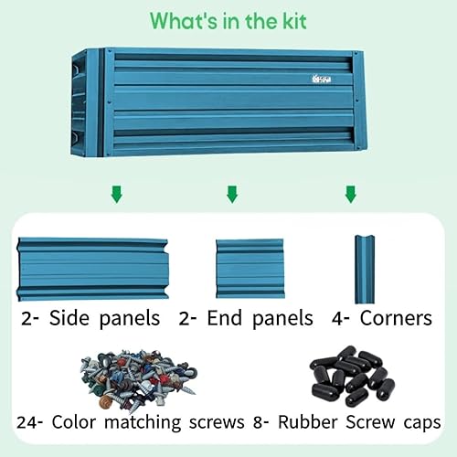 Miniatura 2 de Macetero rectangular de metal de 2 x 4 pulgadas, cama de jardín elevada duradera en acero Galvalume de 24 x 48 pulgadas con paredes de 18 pulgadas