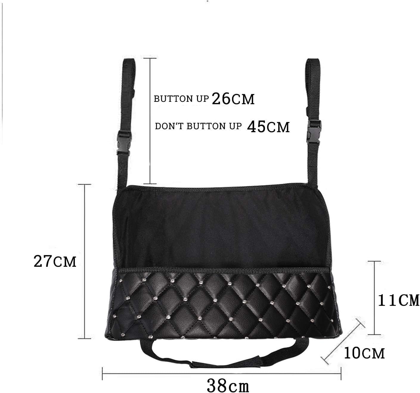 Car Net Pocket Handbag Holder, Seat Back Storage Leather Bag for Purse Storage Phone Documents Pocket,Barrier of Backseat Pet Kids, Cargo Tissue Holder Image