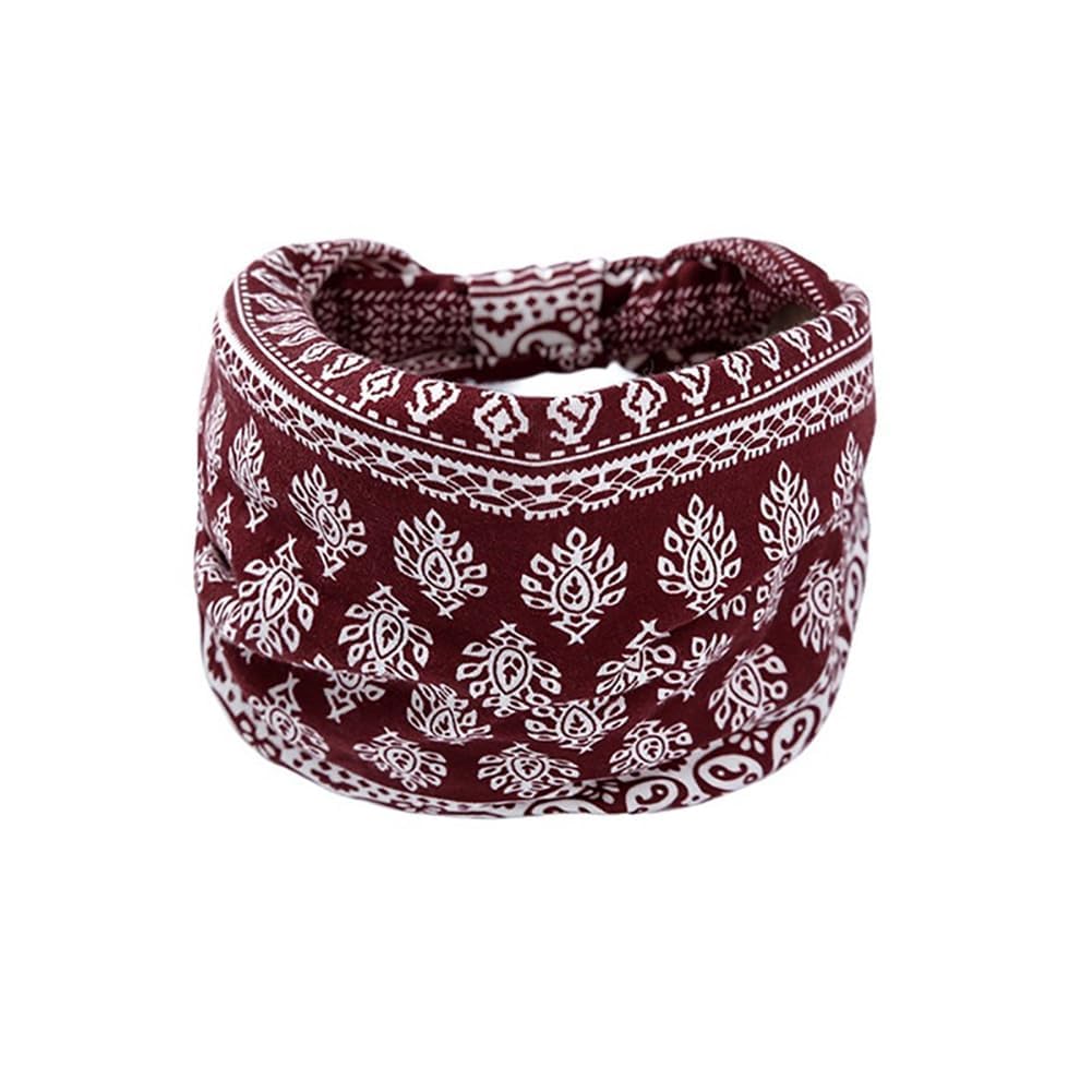 REKANZA Multicolor Boho Headbands Floral Wide Knot Headband Headpiece Bohemia Head Wrap Hair Band Vintage Cotton Elastic Fabric Hairbands Fashion Hair Accessories-image-9