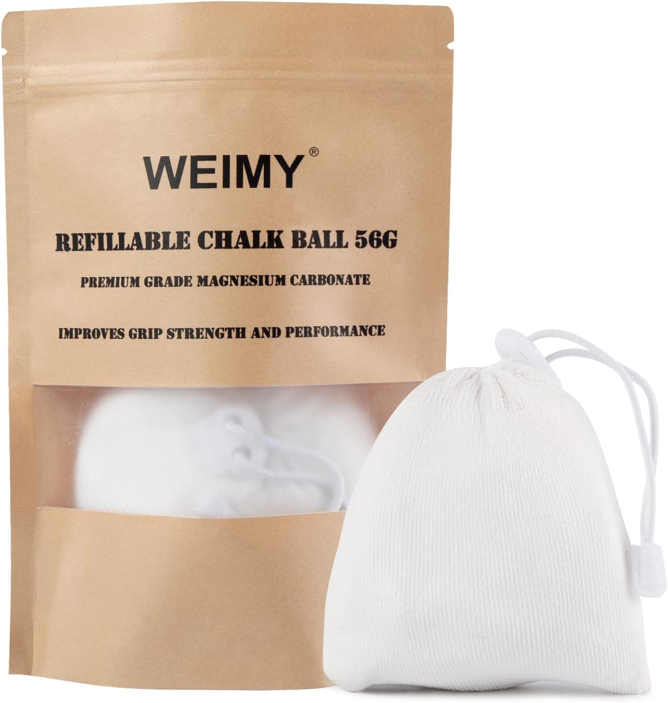 WEIMY Chalk Ball 2 oz, Refillable Chalk Ball for Chalk Bag for Rock Climbing, Weightlifting, Gymnastics, Gym Chalk Sock, Workout Chalk for Hands : Sports & Outdoors