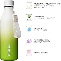Vista 195 de BJPKPK Botellas de agua aisladas, botella de agua de metal de acero inoxidable de 18 onzas con correa, termo a prueba de fugas sin BPA, tazas