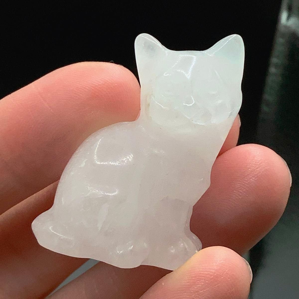 Amazon.co.jp: ホワイトクリスタル 水晶 ネコ ネコの置物 猫 天然石 