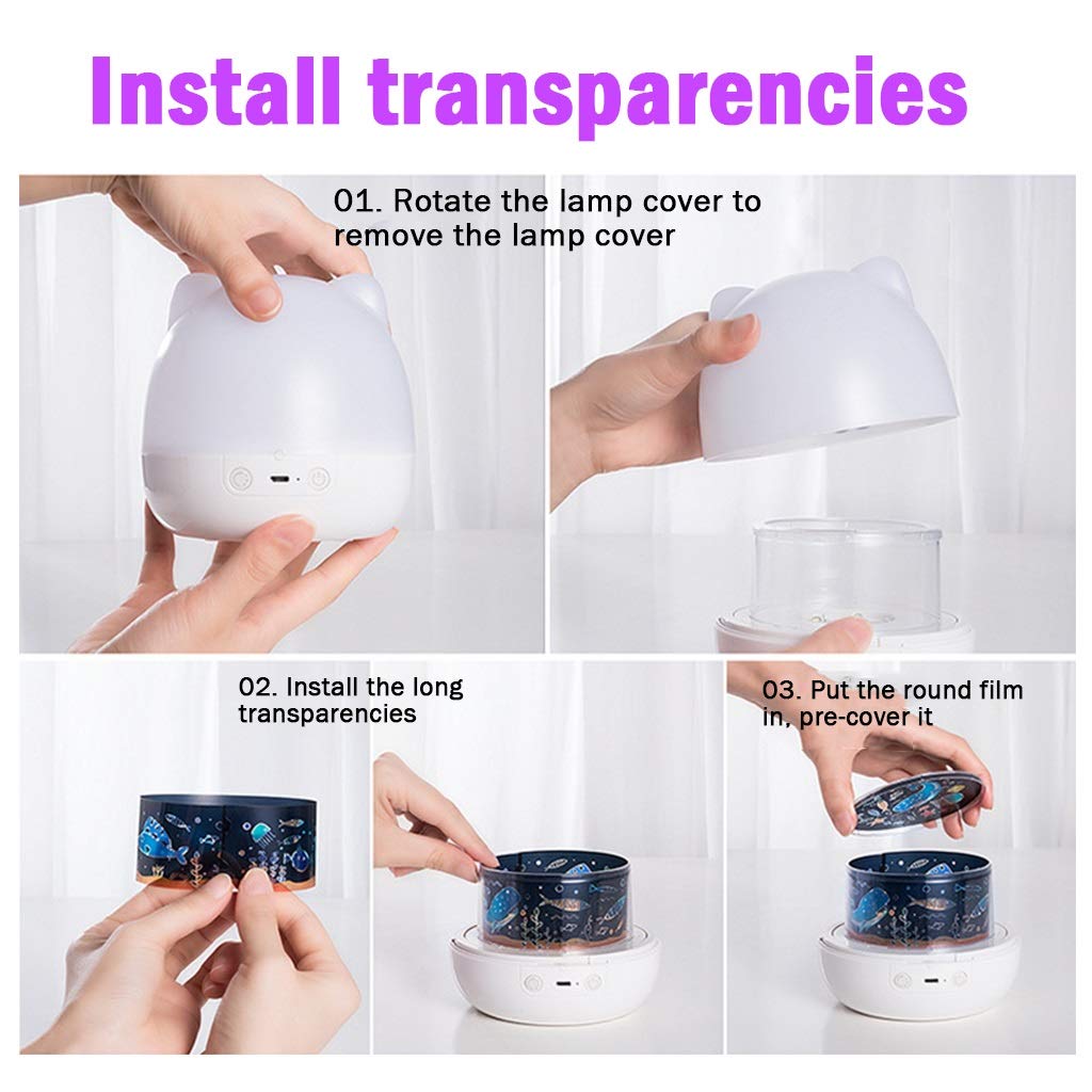 YXCKG Luce Notturna del proiettore, Star Night Light Proiettore Rotazione a 360 ° per Camera da Letto, 6 Set di Film，Sea World, Lampada da Tavolo per Neonati，Decorazioni per Feste