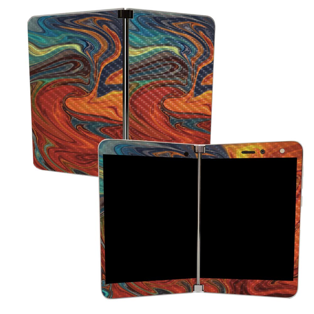 MIGHTY SKINS MightySkins Carbon Fiber Skin for Microsoft Surface Duo - Lava Water | Protective, Durable Textured Carbon Fiber Finish | Easy to Apply, Remove, and Change Styles | Made in The USA