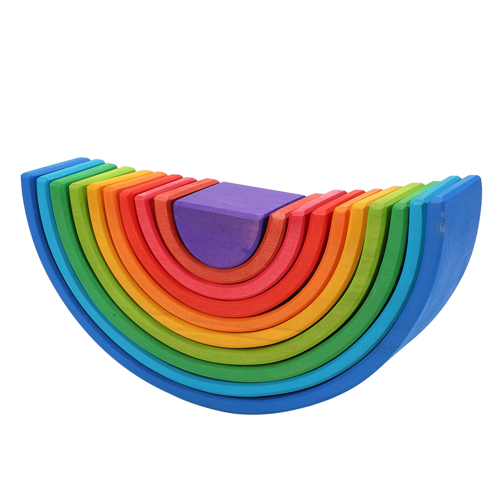 Grimms Wooden Toys Semicircle Stacker Blocks Puzzle, Kids Toy for Early Education, Matte Surface, Pine Material, 10 X Building Blocks, Toddlers and Kids