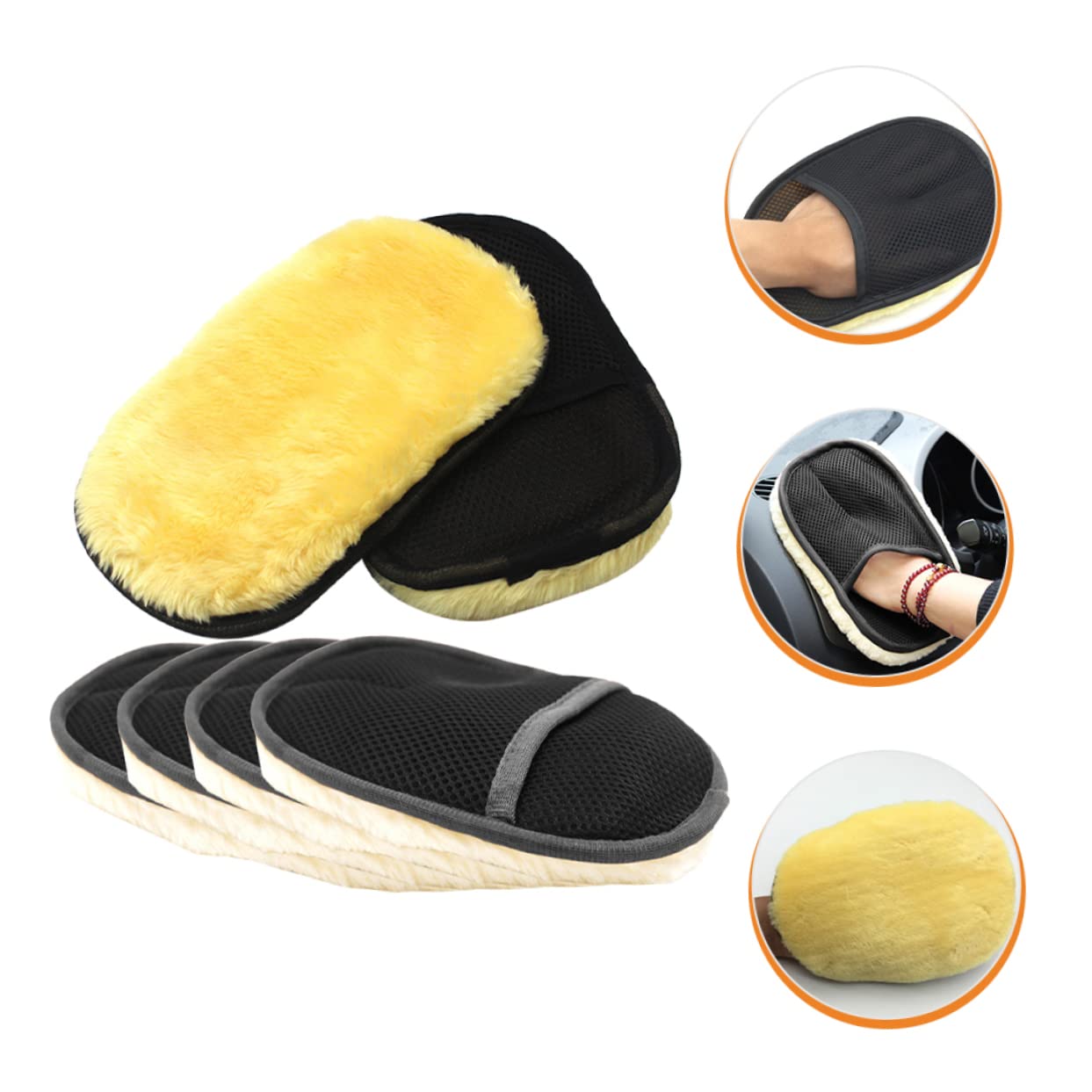 Alipis Guantes De Lavado De Coche De Lana para Detallado De Automóviles Y Absorbentes para Limpieza Interior Y Exterior del Vehículo 6 Piezas*3