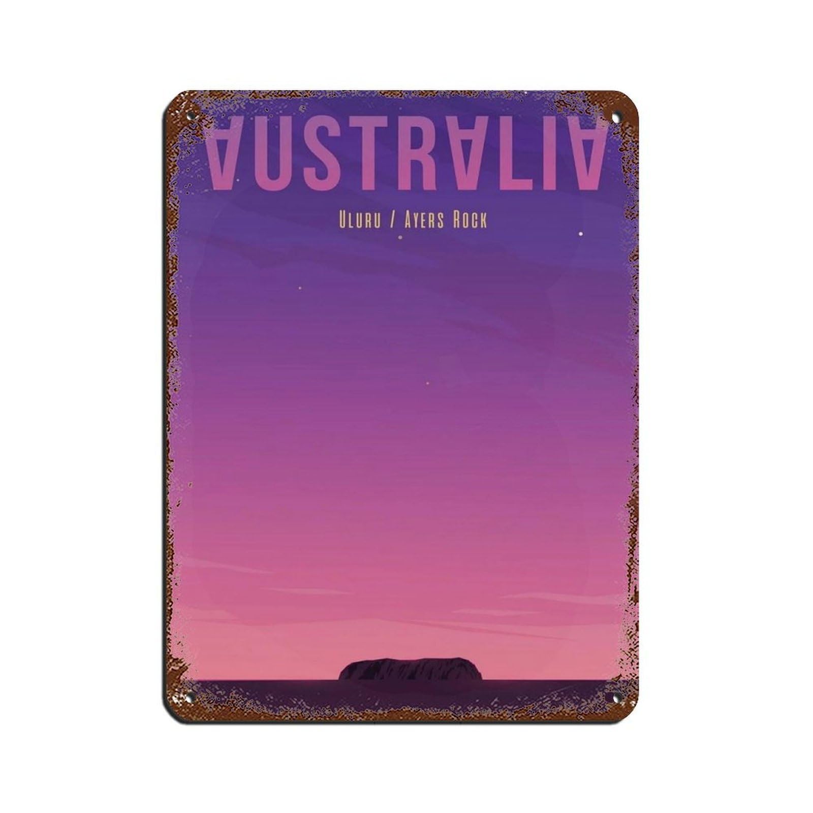 Australia Travel Poster, Ayers Rock Poster Retro Poster Metal Tin Sign Chic Art Retro Iron Painting Bar People Cave Cafe Family Garage Poster Wall Decoration 12x16inch(30x40cm)