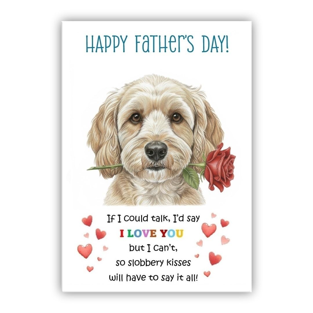 Father’s Day Card From the Dog. Adorable Fathers Day Pet Card. Many Breeds Available. (• Spaniel Poodle Mix)