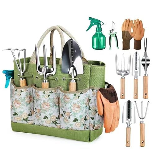 Gardening Tools 9-Piece Heavy Duty Gardening Hand Tools Durable Organizer