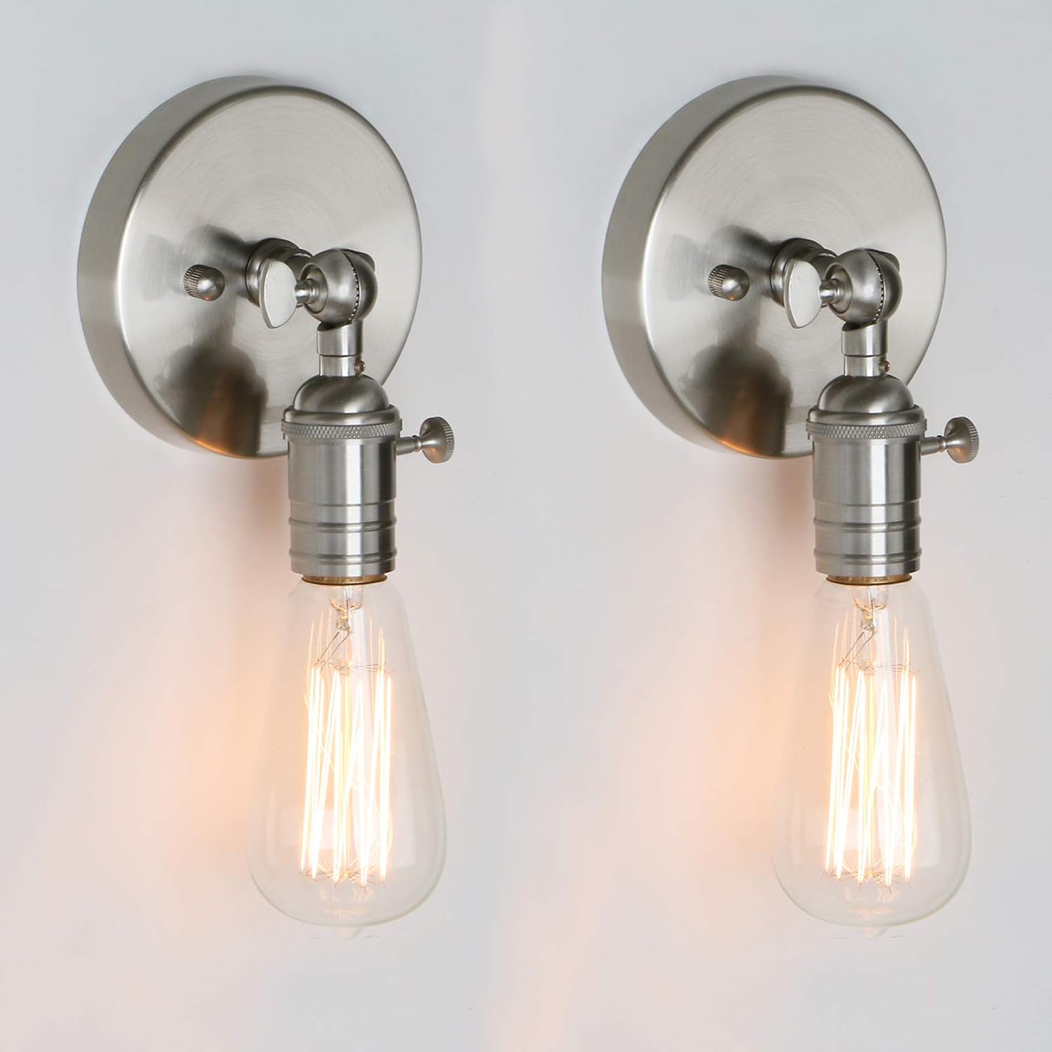PERMO Vintage Single Sconce Light with On/Off Switch Wall Sconces Set of 2 Brushed sconces Wall Lighting