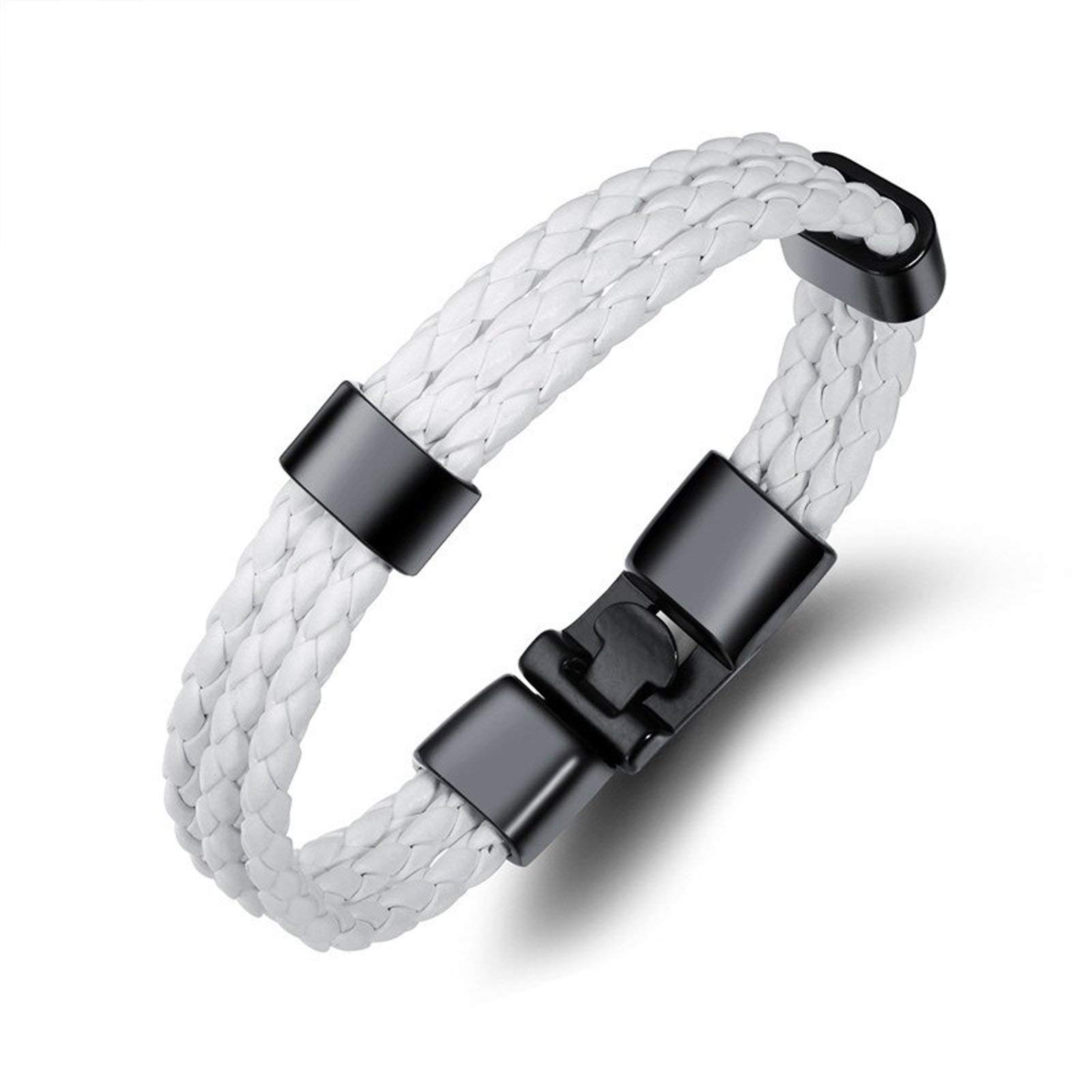 Zivom® White Triple Layer Braided Rope Leather Wrist Band Wrap Bracelet For Men (B07W7SMSHL) Amazon Price History, Amazon Price Tracker