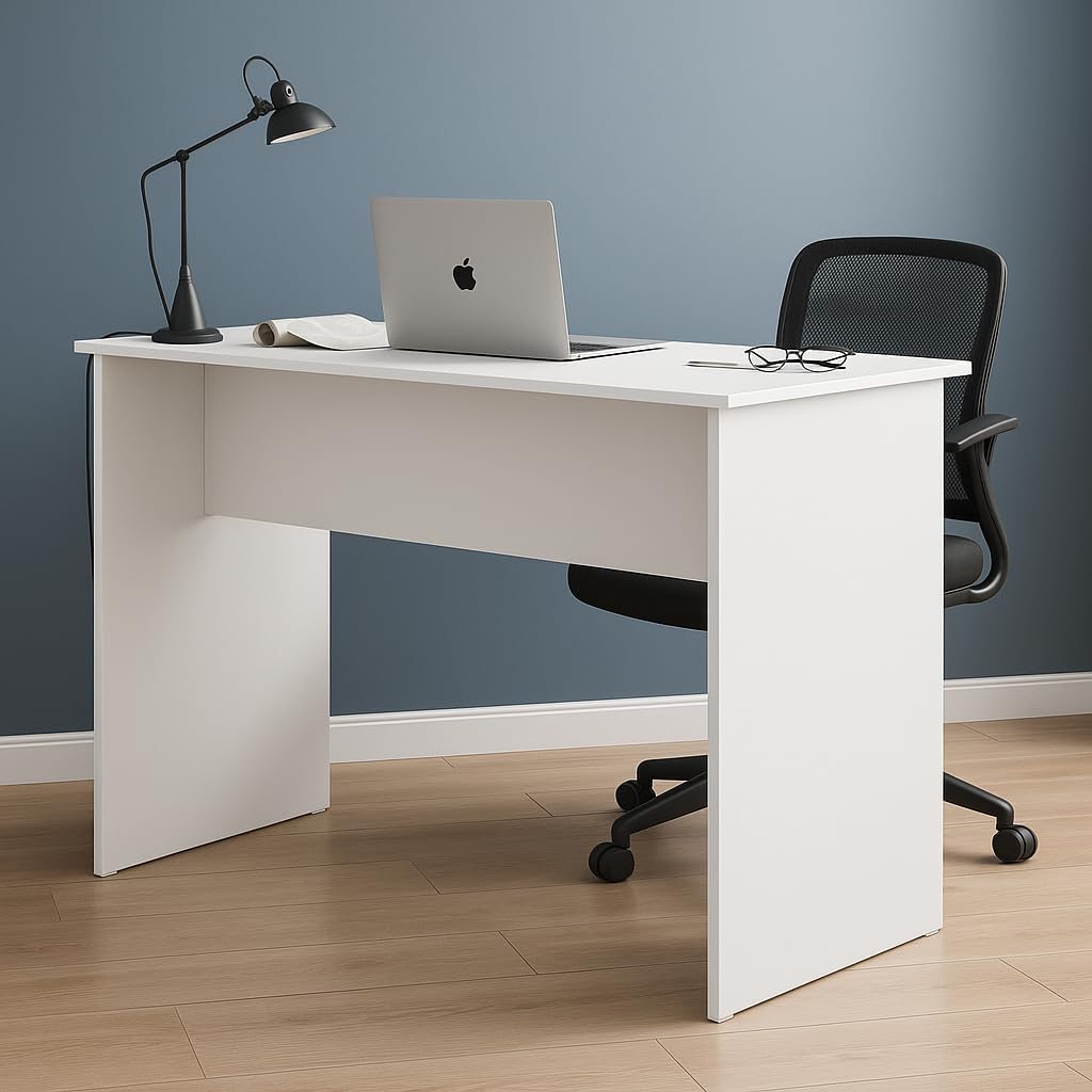 CREATIVE QUBE 75cm Height Engineered Wood Ergonomic Prime Desk for Office Workstation for 2 | Laptop Desk, Gaming Setup, Work from Home, Hostel, Reception, Counter Table | Easy DIY Assembly- White