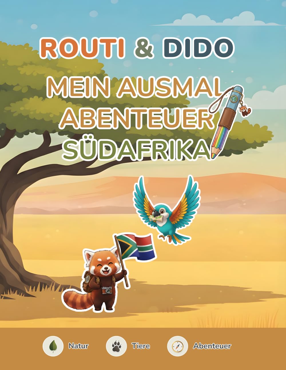 ROUTI & DIDO – Mein Ausmal-Abenteuer Südafrika: Malbuch für Kinder mit Löwen, Elefanten & Tieren Afrikas | Kinder-Ausmalbuch ab 4 Jahren · Safari & ... Bildschirm (ROUTI & DIDO Entdeckerbücher)