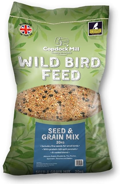 Copdock Mill Wild Bird Seed & Grain Mix 20kg Bag  All Year-Round High-Energy Wild Bird Food  100% Natural Ingredients