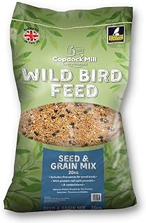 Copdock Mill Wild Bird Seed & Grain Mix 20kg Bag All Year Round High Energy Wild Bird Food 100% Natural Ingredients Including Sunflower Seeds and Peanuts