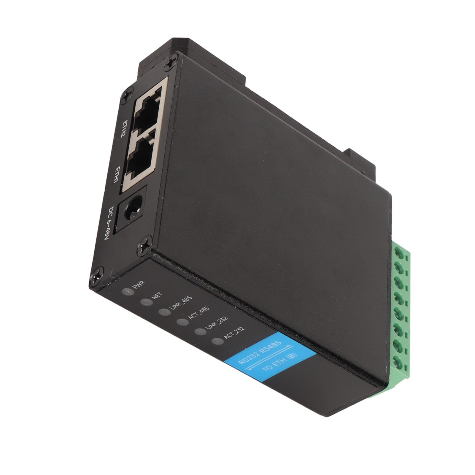 Ausla RS485 na RJ45 Serwer Szeregowy, Dwa Kanały, Montaż na Szynie