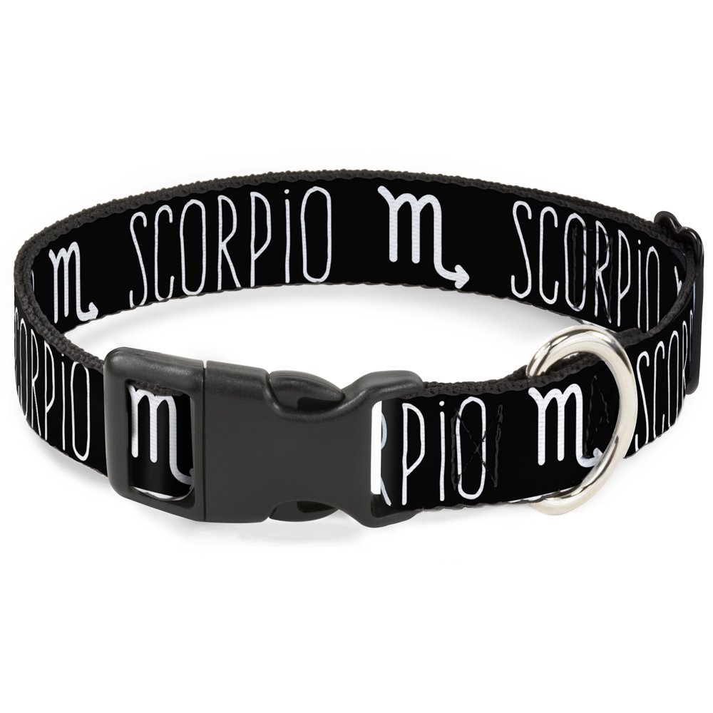 Collar Scorpio negro y blanco con clip Buckle Down ajustable 1/2" 1