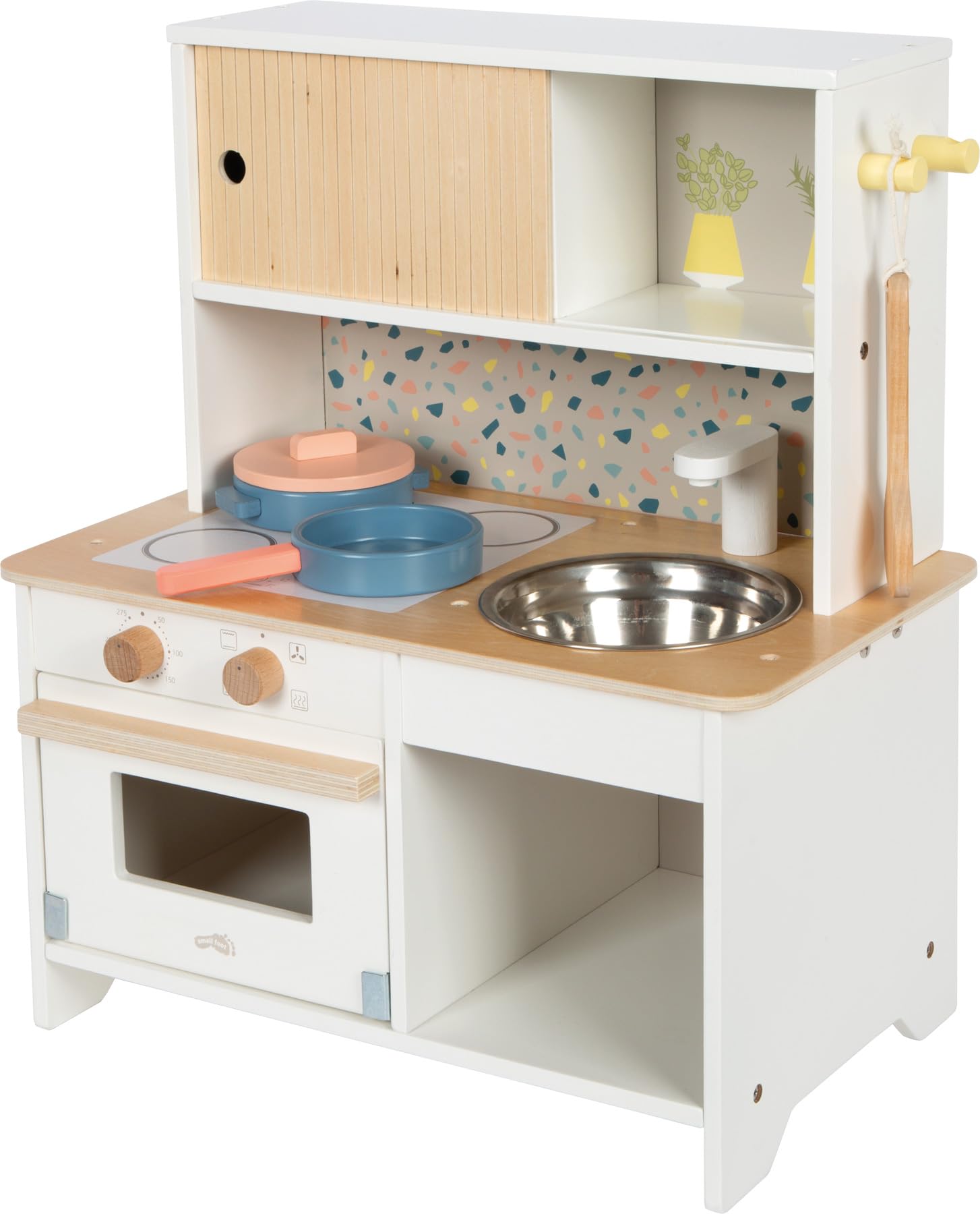 Small Foot Cocina Infantil compacta Terrazzo, Cocina de Madera con Accesorios, Juguete de rol Desde los 3 años, 12728
