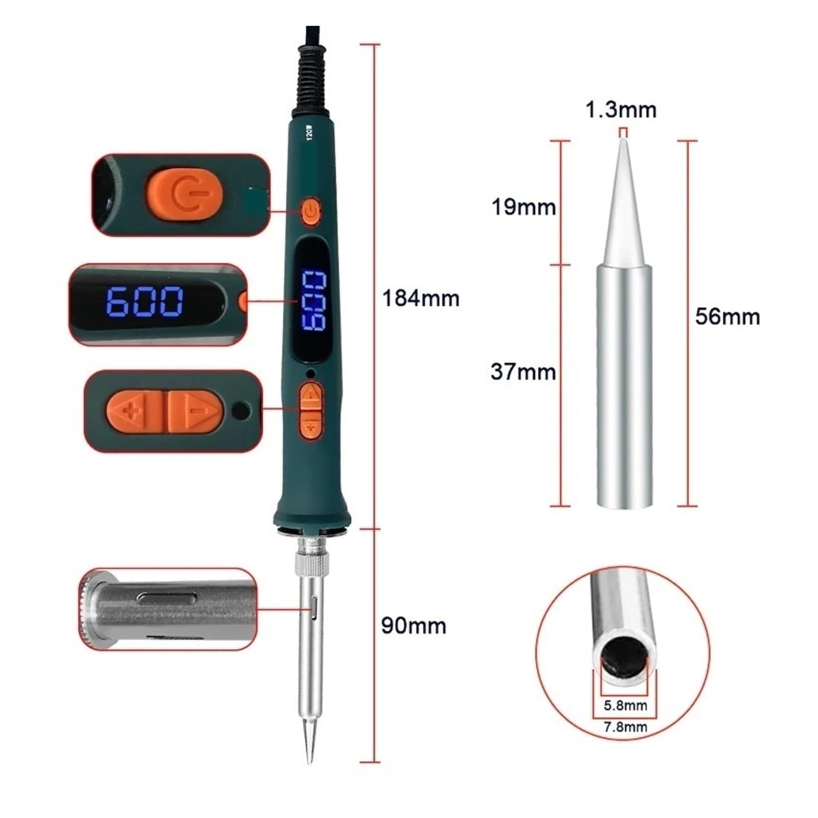 Kit De Pistola For Soldar Digital De 120W, Juego De Herramientas De Soldadura De Reparación, Soldador Eléctrico, Temperatura De Calibración Dual 200-600C