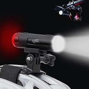 Bike Helmet Light, USB Rechargeable Dual Front & Rear Cycle Helmet Lights with Bracket Mount,IP66 Water Resistant Portable Bicycle Helmet Torch with Running Time Up to 86 Hours