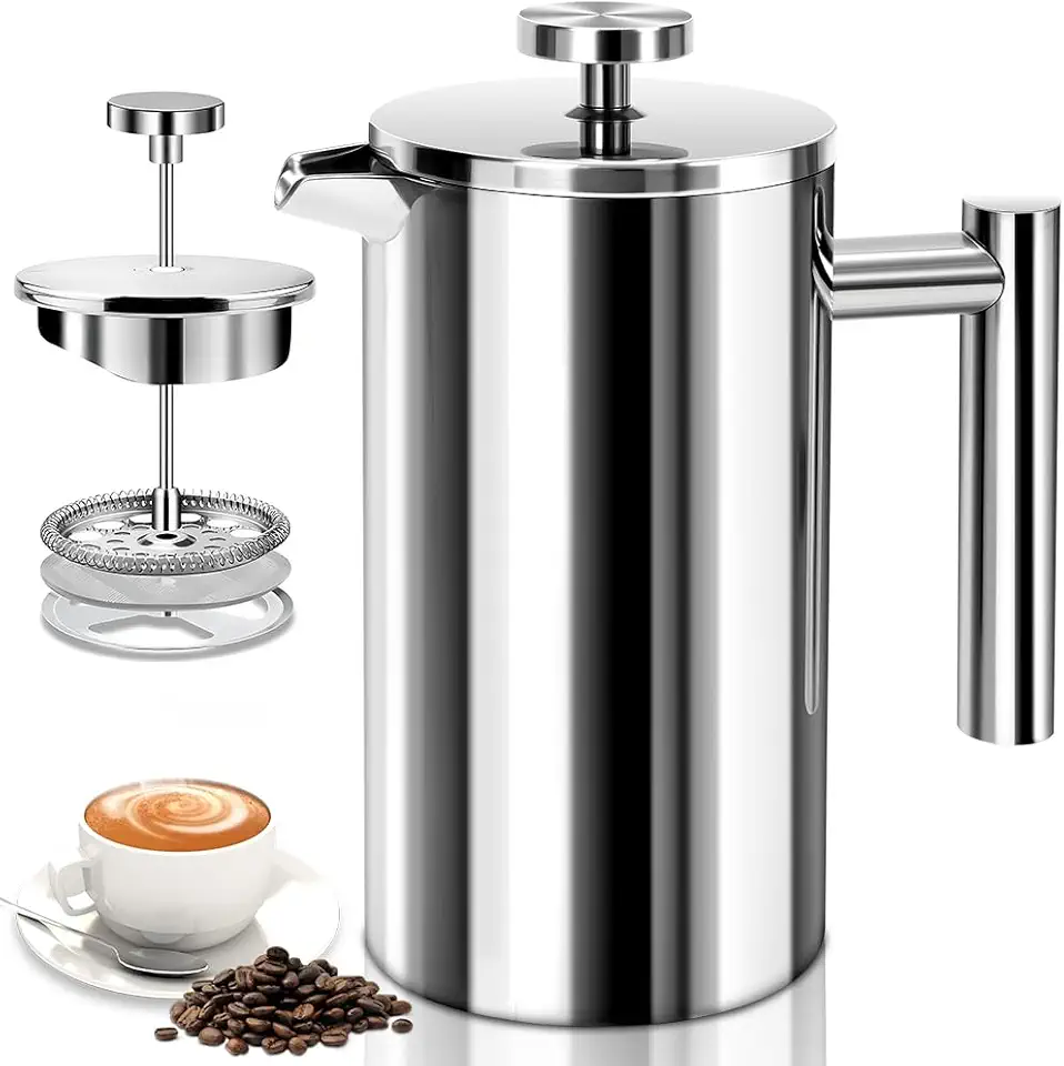 800 ml Prensa Francesa, Aço Inox 304,Cafeteira Italiana, Prensa Francesa Stanley, Cafeteira Francesa Prensa, Prensas Francesas com Filtro de 4 Estágios e Isolamento Duplo