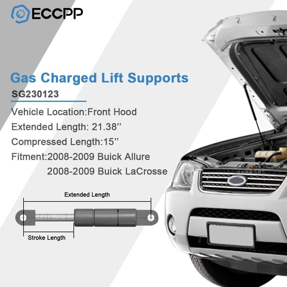 ECCPP Lift Support Hood Replacement Struts Gas Springs Fit for Buick Allure 2008-2009,for Buick Lacrosse 2008-2009 Set of 2