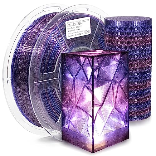 iSANMATE Transparente Glitter Filament PLA 1.75mm, PailletÃ© Transparent Gradient Bleu et Violet Filament PLA 1.75, Bobine PLA PrÃ©cision Dimensionnelle +/- 0,02 mm