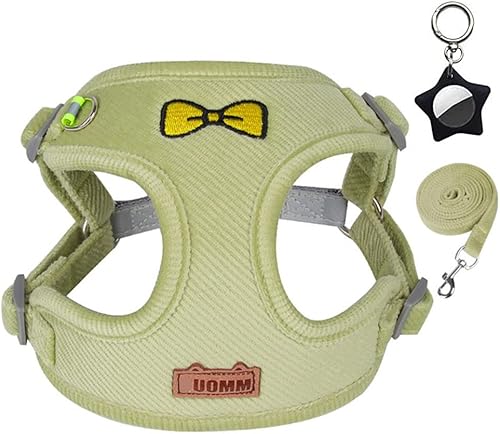 Miniatura 8 de Juego de arnés reflectante y correa para perro, ajustable, suave, lindo, sin tirones, chaleco para cachorros, para razas medianas, gatos, gatitos,