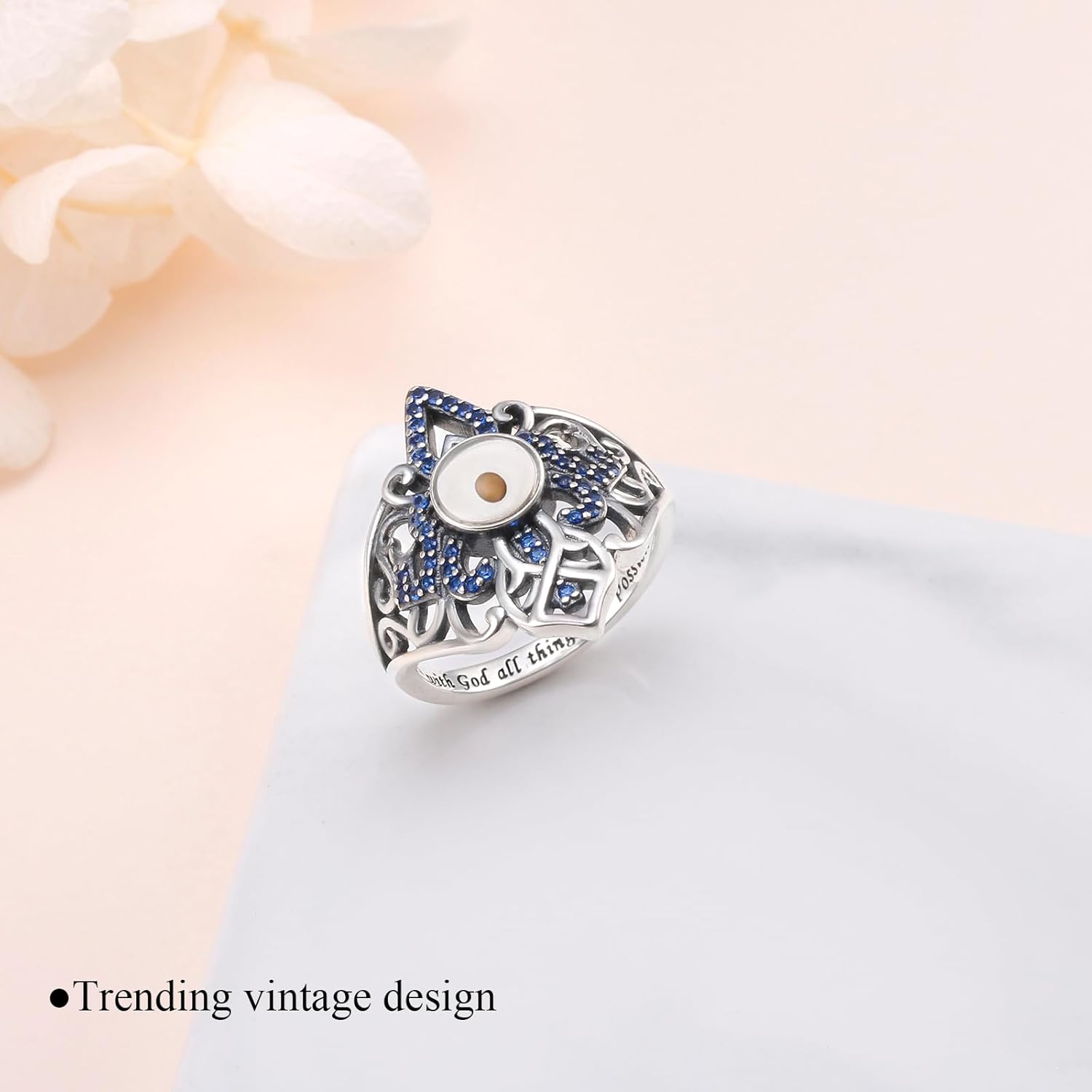 Ladytree Cross Ring Mustard Seed Sterling Silver With God All Things Are Possible Ring 925 Christian Jewelry for Women Size 7