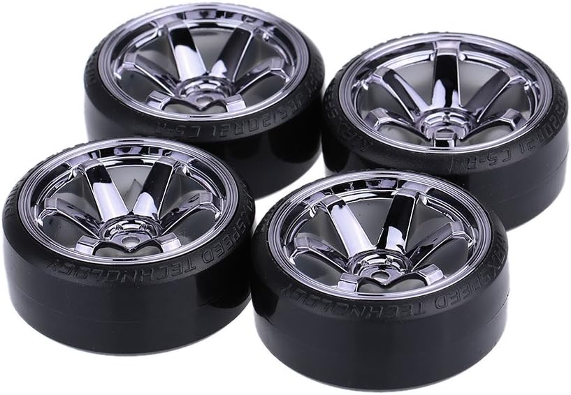 GoolRC 4PCS/Set 1/10 Drift Car Tires Hard Tyre Replacement for Traxxas HSP Tamiya HPI Kyosho On-Road Drifting Car (Titanium)