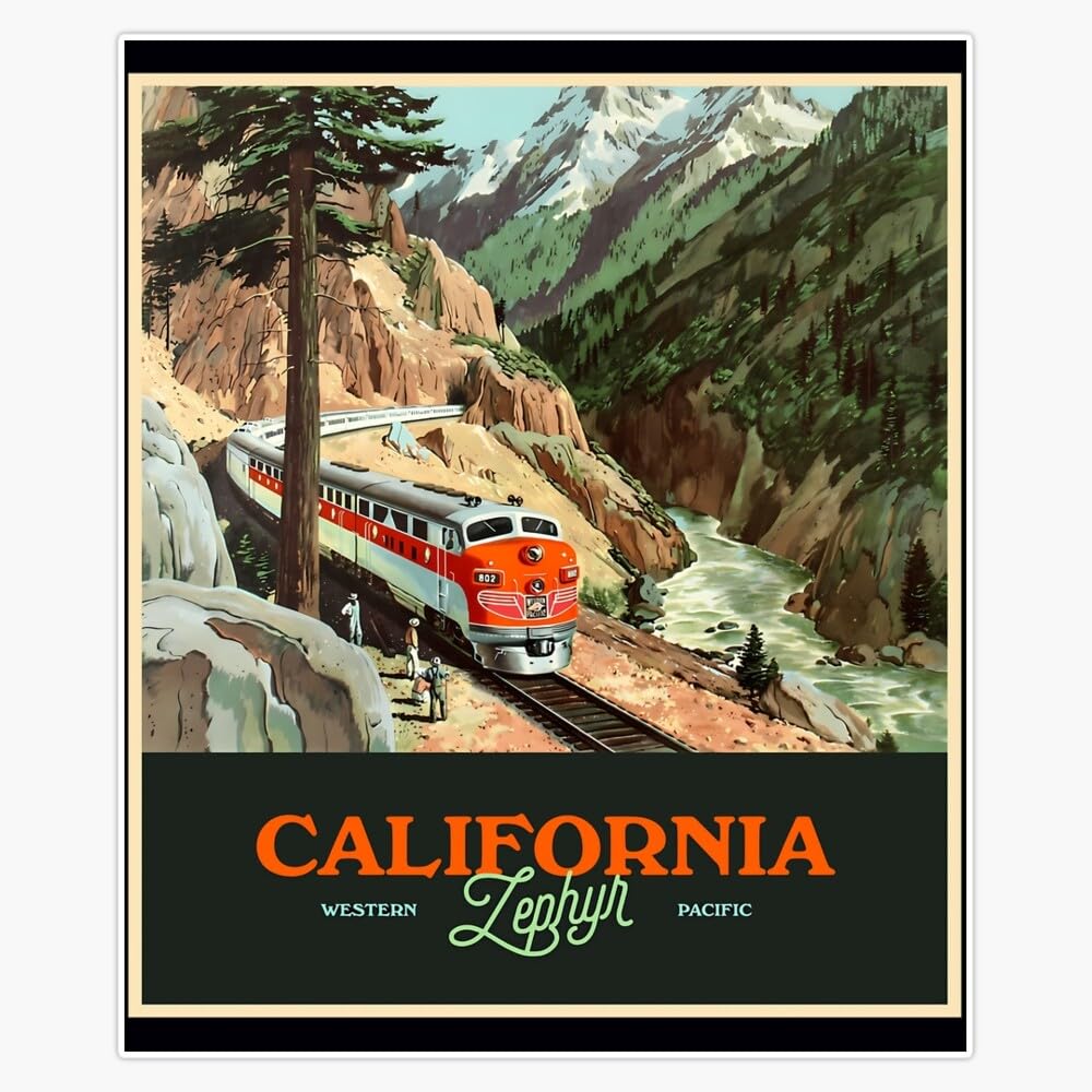 California Zephyr Window Water Bottle Bumper Sticker Decal 5"