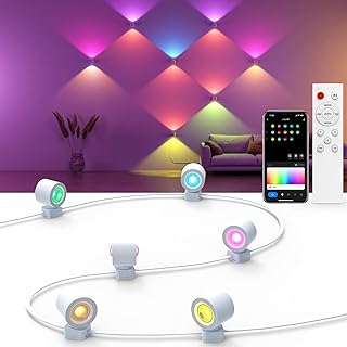 7 Pack RGB+CW Up and Down Smart Wall Sconces, White Color Changing Indoo...