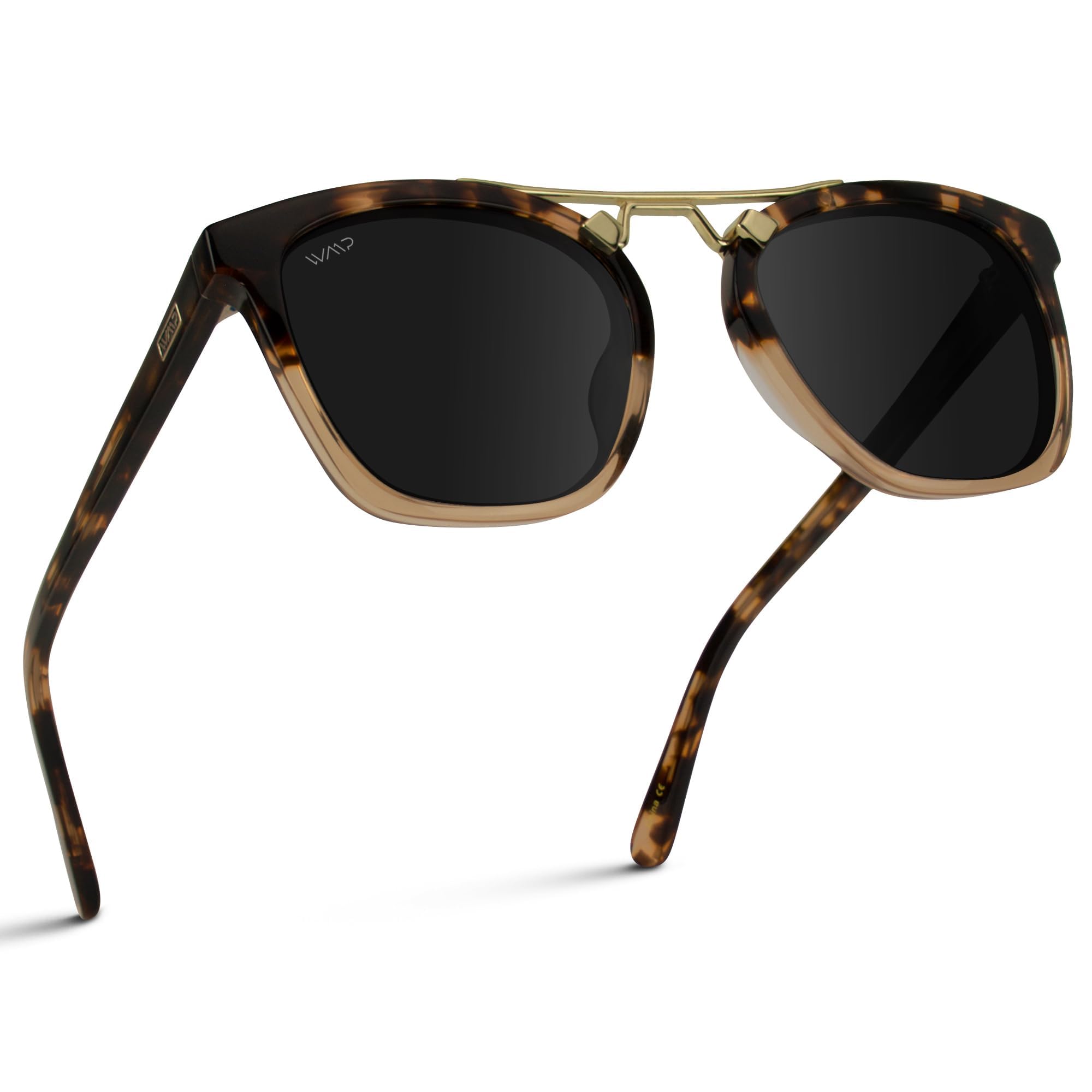WearMe Pro WMP Eyewear - Women's Oversized Polarized Sunglasses: Square Vintage Style with Metal Double-Bar Bridge
