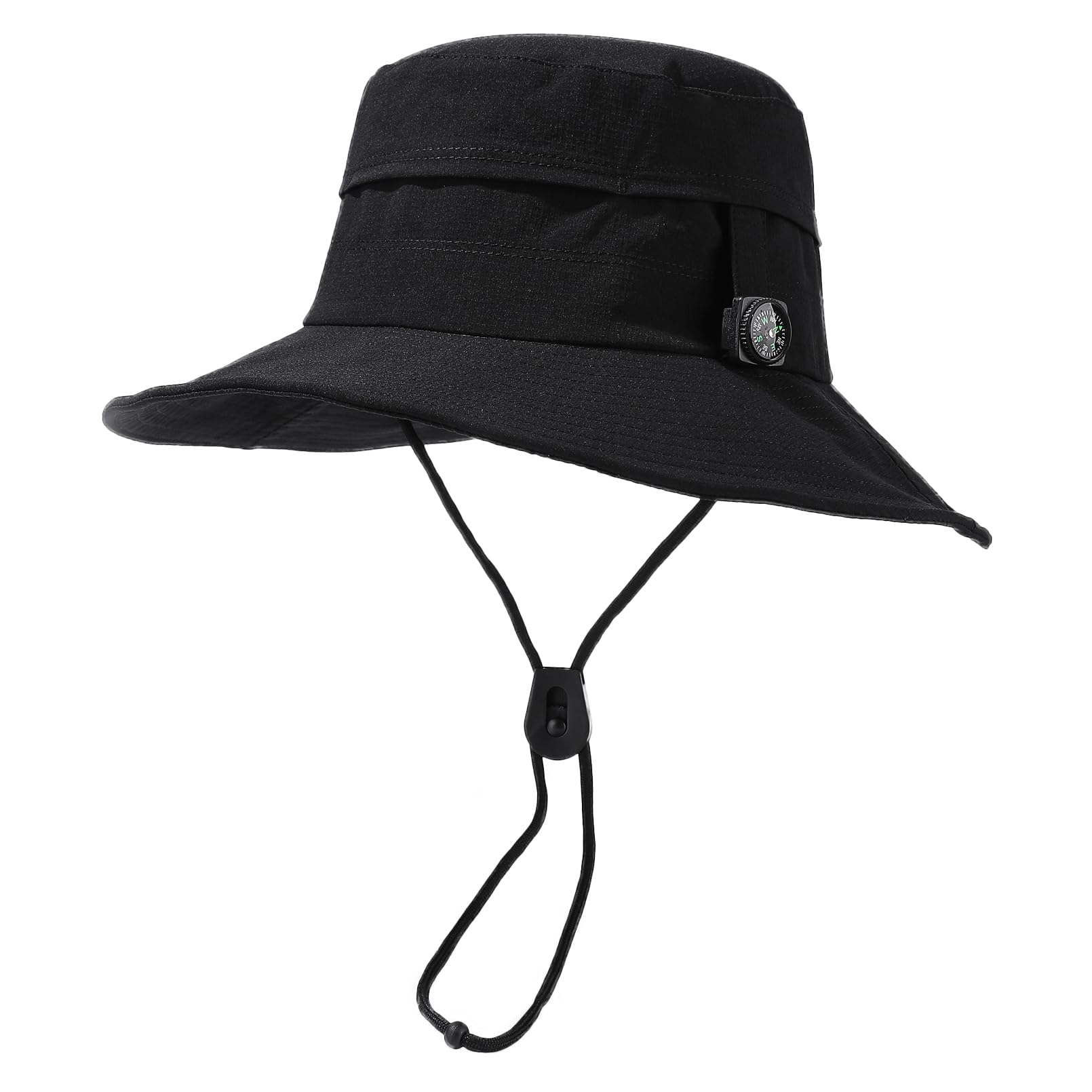 Huakunda Sonnenhut Herren Outdoor Anglerhut mit abnehmbarem Kompass SafariHut Schnell Boonie Hut für Wandern Trekking Camping