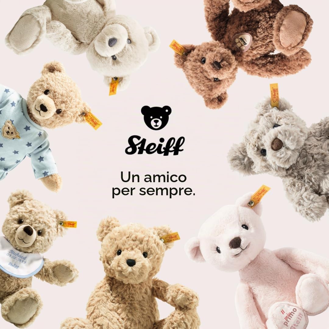 Steiff Peluche Orsacchiotto Elmar, dolce animale di stoffa con occhi in plastica per bambini, ragazzi e ragazze, pupazzo di 40 cm, beige, 022463