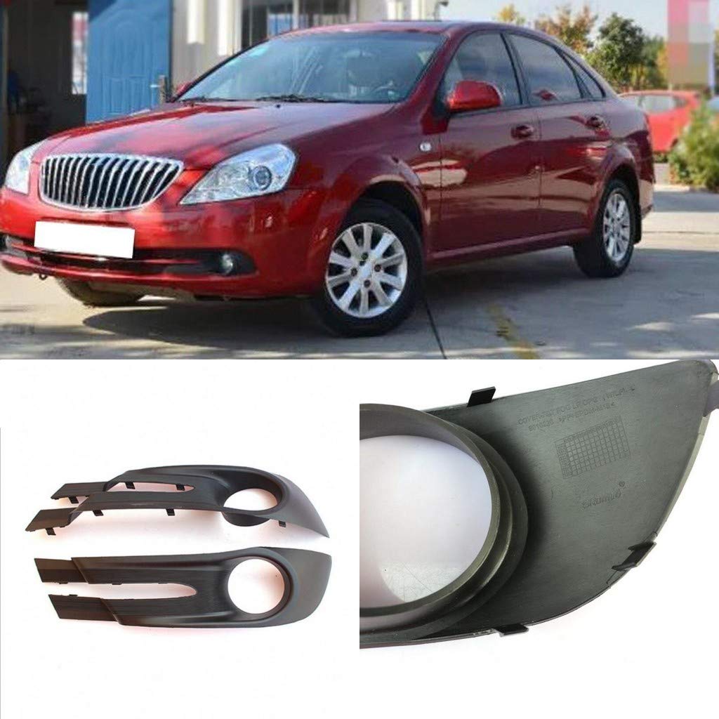 Auto-Tech2pcs Kit Car New Black Front Left + Right Bumper Fog Light Lamp Cover Grille Replacement for Buick Excelle 2013-2016