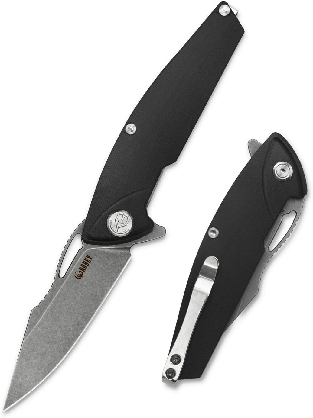 KUBEY Locusts KU221 Folding Pocket Knife, Outdoor Survival Hunting Knife 3.43" D2 Dependable Knife Blade and Grippy G-10 Handles with Deep Carry Pocket Clip for Men and Women (Black)