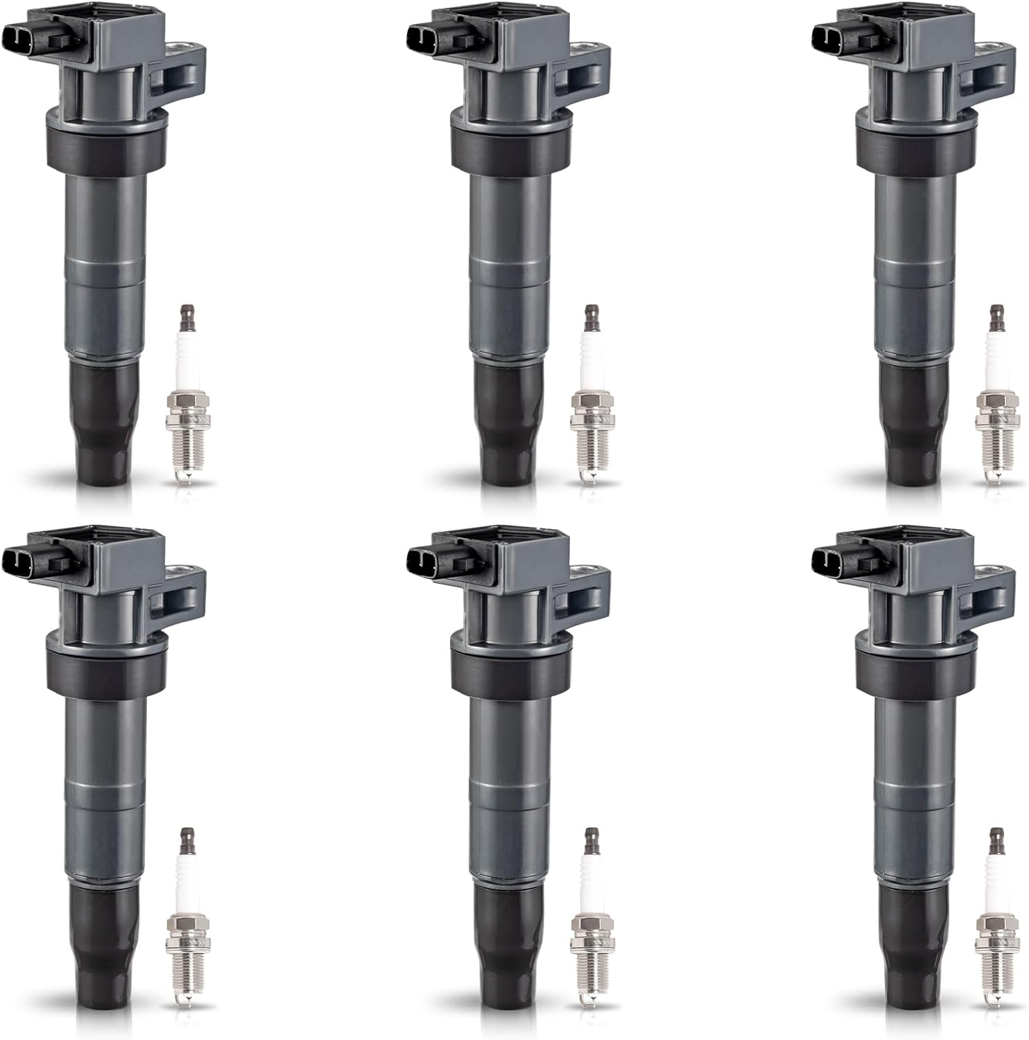 ENA Set of 6 Ignition Coil with 6 Platinum Spark Plug Compatible with Hyundai Kia Azera Entourage Santa Fe Sonata Veracruz Optima Sedona 3.8L 3.3L 2.4L 3.5L V6 Replacement for UF546 4503 7090