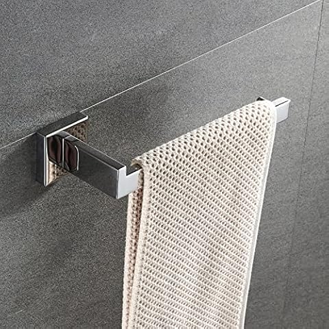 JunSun Square Towel Holder Stainless Steel Contemporary Towel Ring Hand Towel Holder Bathroom Hardware Modern Design Bathroom Mirror Polish Towel Bar Bathroom Accessories Wall Mounted Polished Chrome Cover