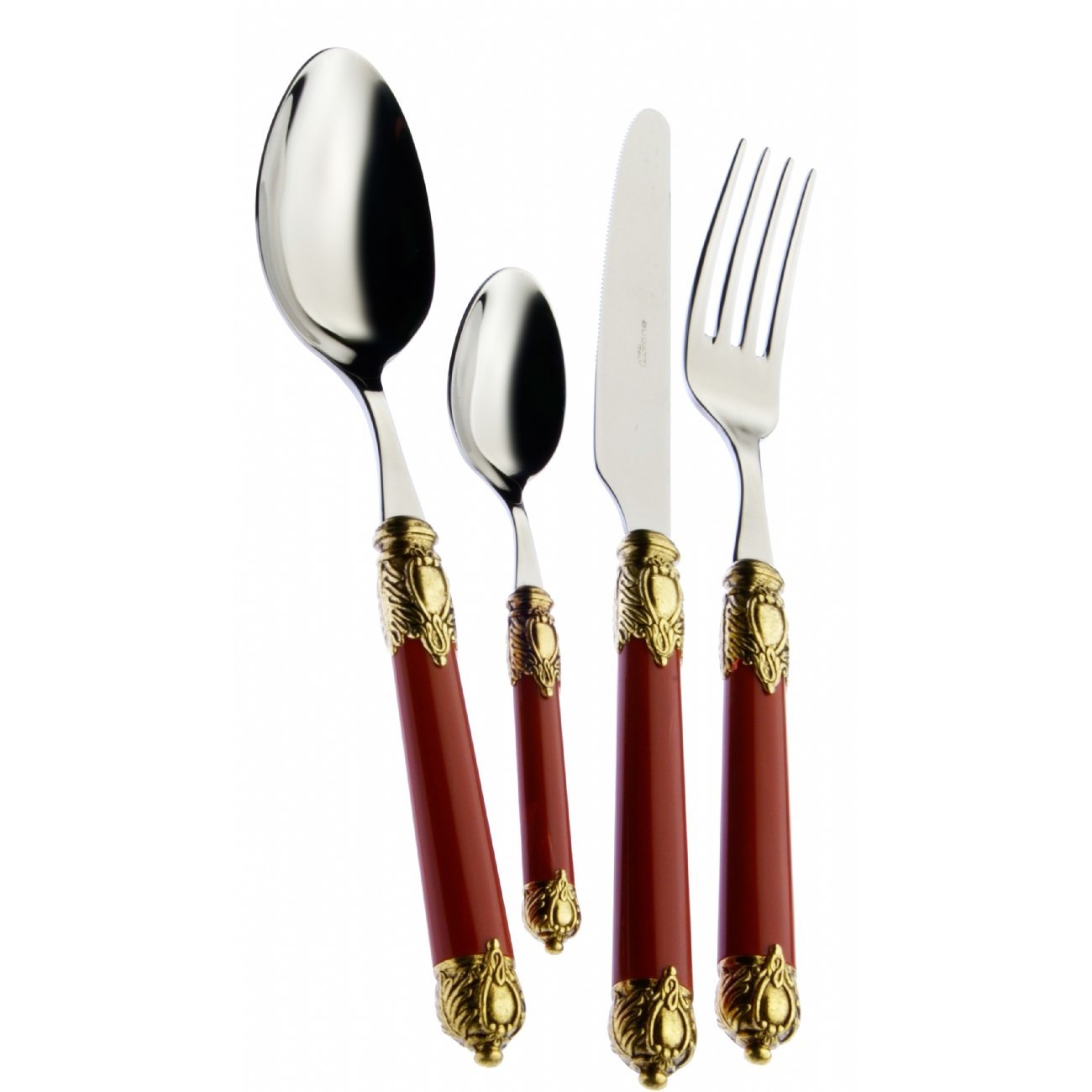 Ménagère 24 pièces Bugatti Rinascimento bordeaux pour dîner chic