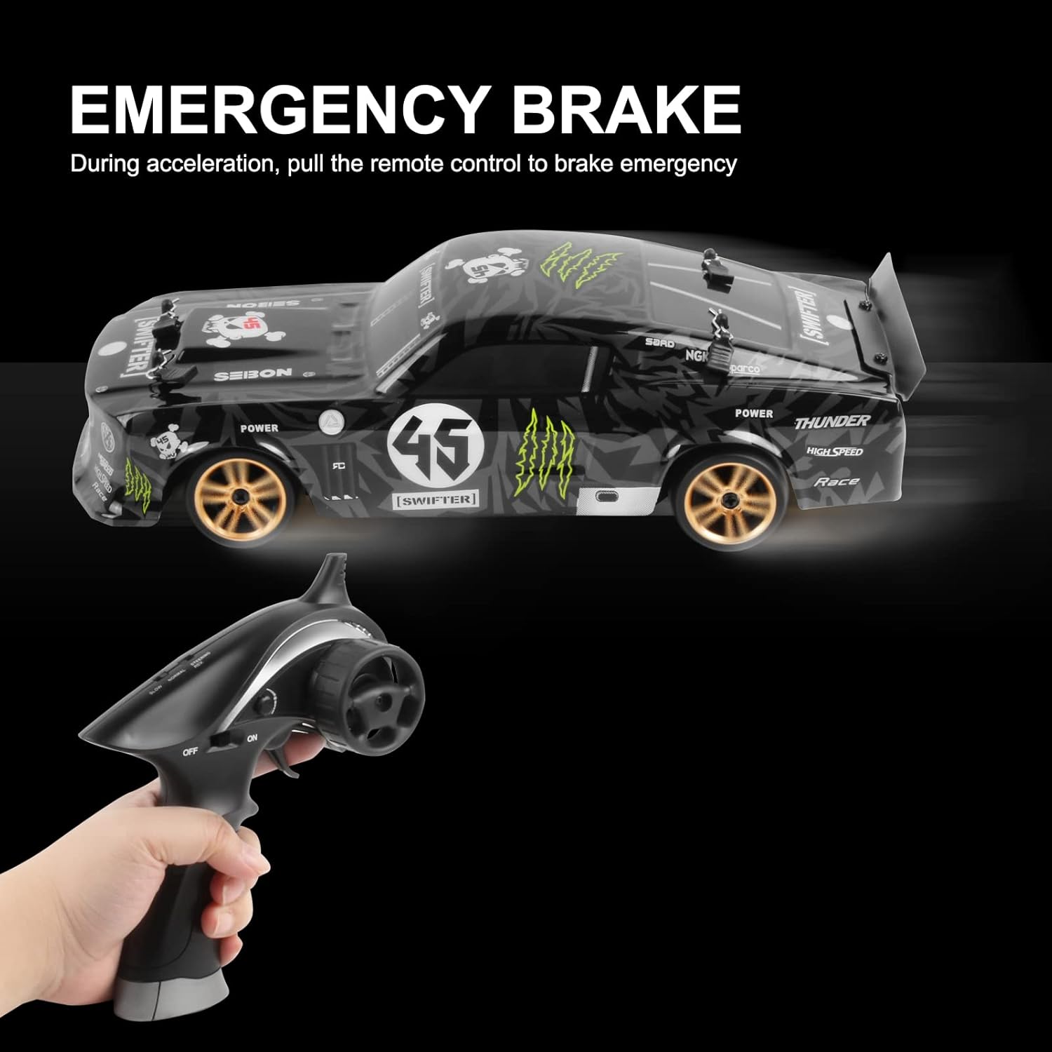 Goolsky RC Drift Car, 1:18 Scale Remote Control Car, 4WD 30KM/H High Speed RC Racing Cars, 2.4GHz RC Cars with 2 Batteries for Adults