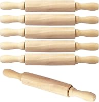 BILLIOTEAM 6 Pack 8 Inch Mini Wooden Rolling Pins for Kids - Ideal for Baking, Cookie Dough, Clay, Play-Doh & Crafts