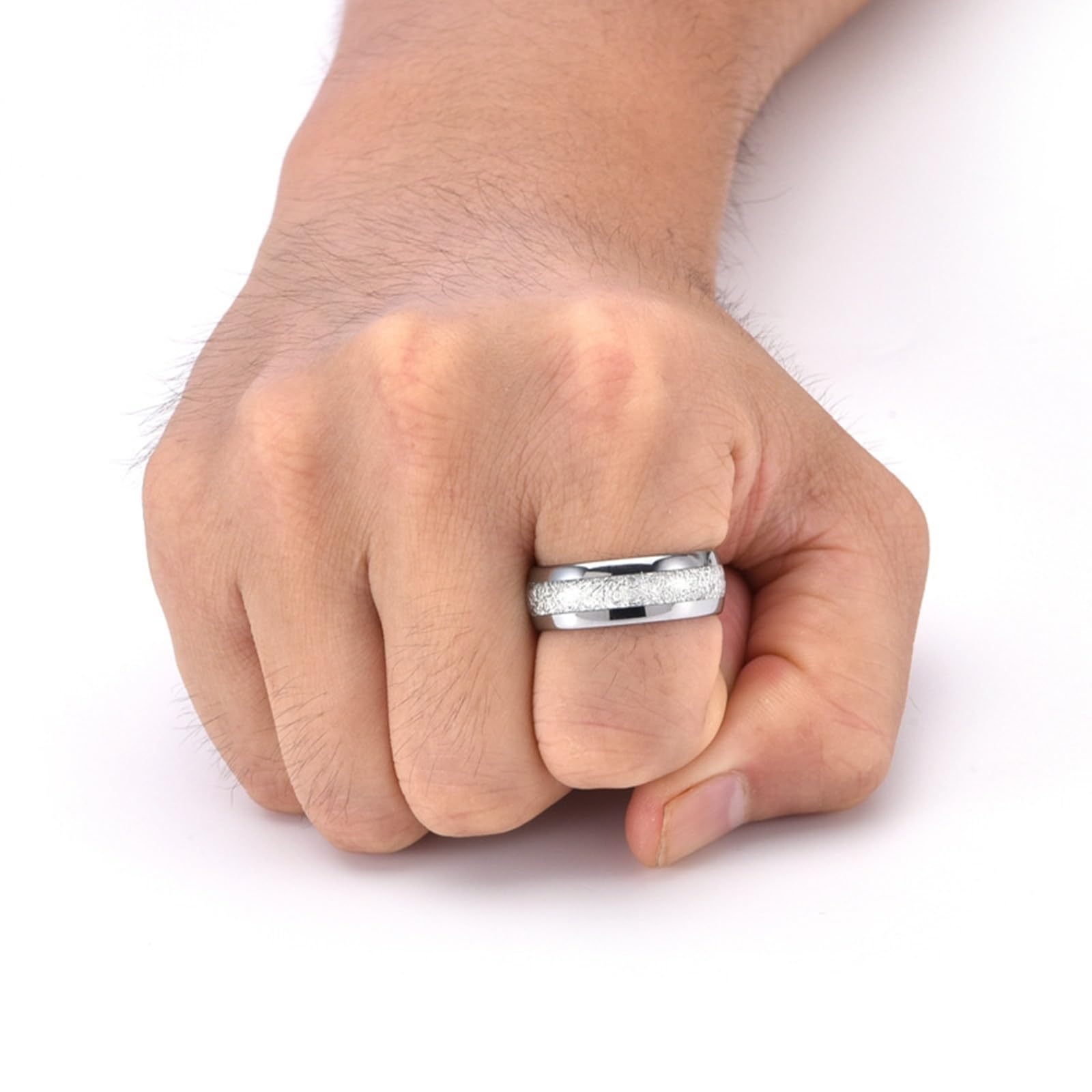 Epinki Anello da uomo in tungsteno, 4/6/8 mm, argento satinato, a cupola