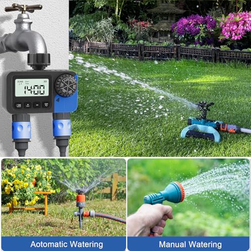 Sprinkle Timer Water Timer for Garden Hose: Irrigation Timer System for Yard Lawn with 2 Outlets - Smart Programmable Watering Timer