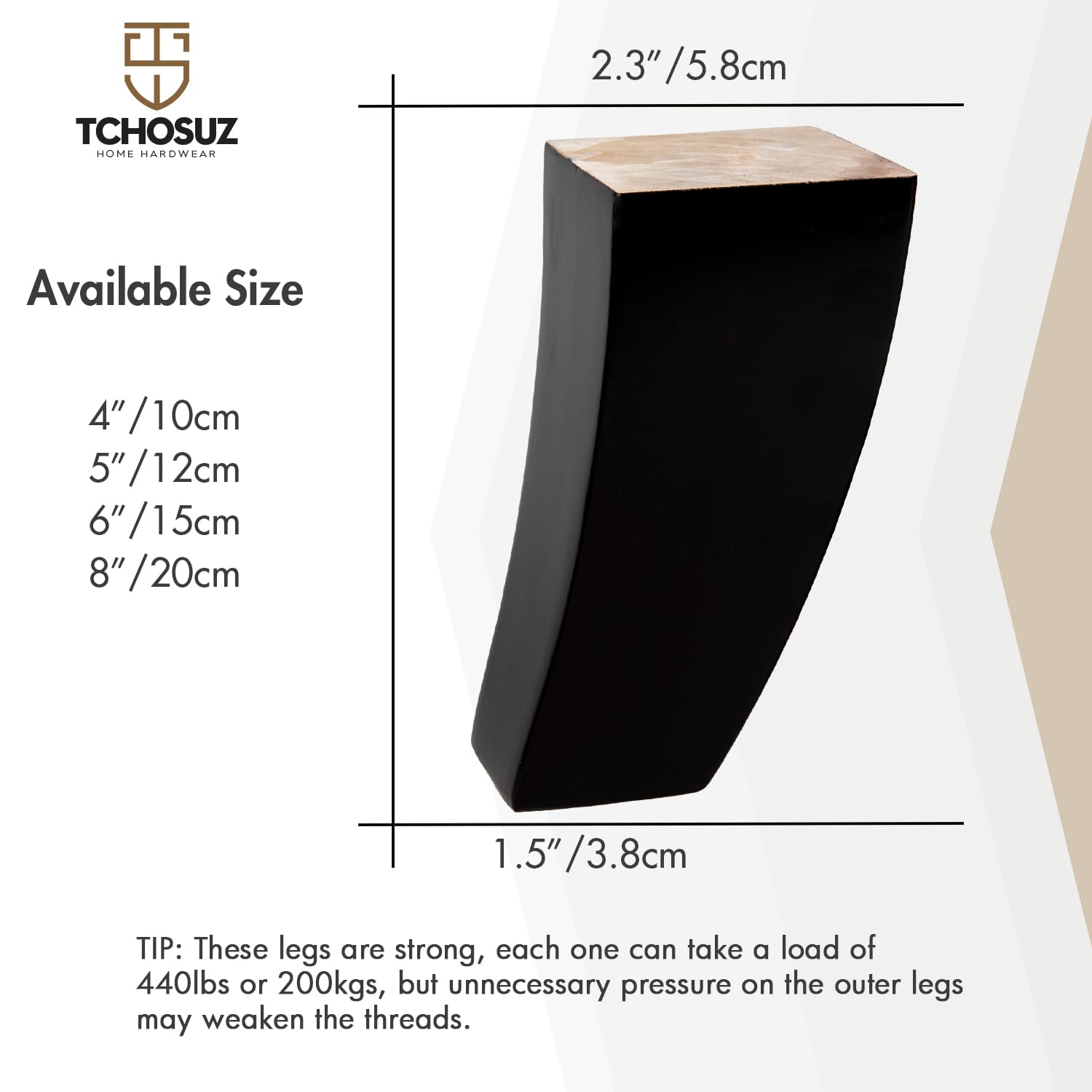 TCHOSUZ 6 inch / 15cm Wooden Furniture Legs - Image 4