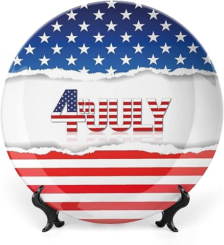 LIGUTARS Platos decorativos, adorno impreso del 4 de julio, patrĂłn patriĂłtico, 10 pulgadas, 1 placa con 1 soporte de exhibiciĂłn, rojo azul LIGUTARS Platos decorativos, adorno impreso del 4 de julio, patrĂłn patriĂłtico, 10 pulgadas, 1 placa con 1 soporte de exhibiciĂłn, rojo azul