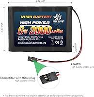 Vista 2 de melasta Batería receptora RC 6V 2000mAh recargable NiMH Receptor RX Paquete de baterías compatibles con Futaba RC Airplane Servo Controller Hitec
